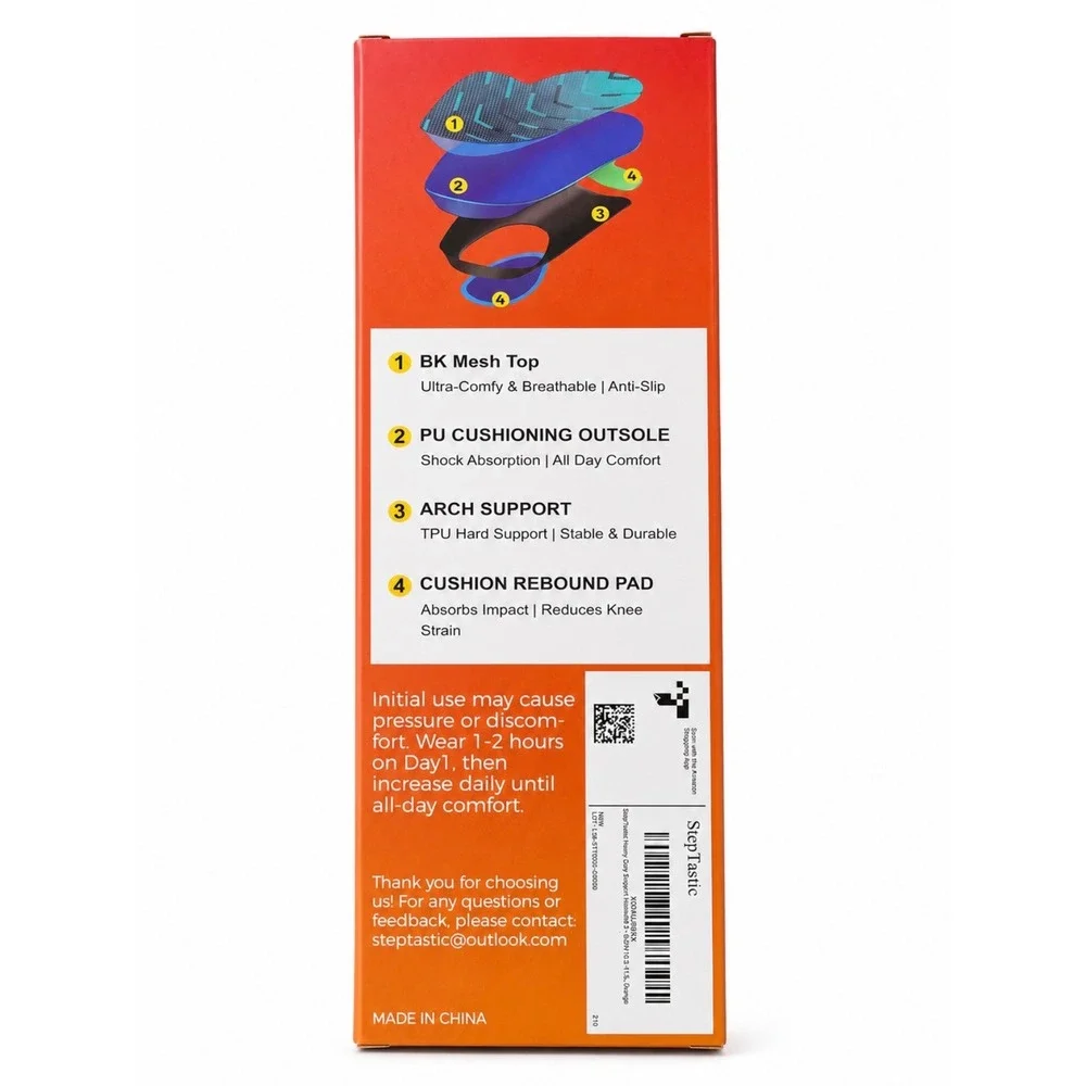 StepTastic Heavy Duty Support Insoles Arch Support Men 9.5-10.5 Women 10.5-11.5